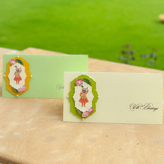 WITH BLESSINGS (Shreenathji - Ivory & Mint Green - Set of 2 envelopes)