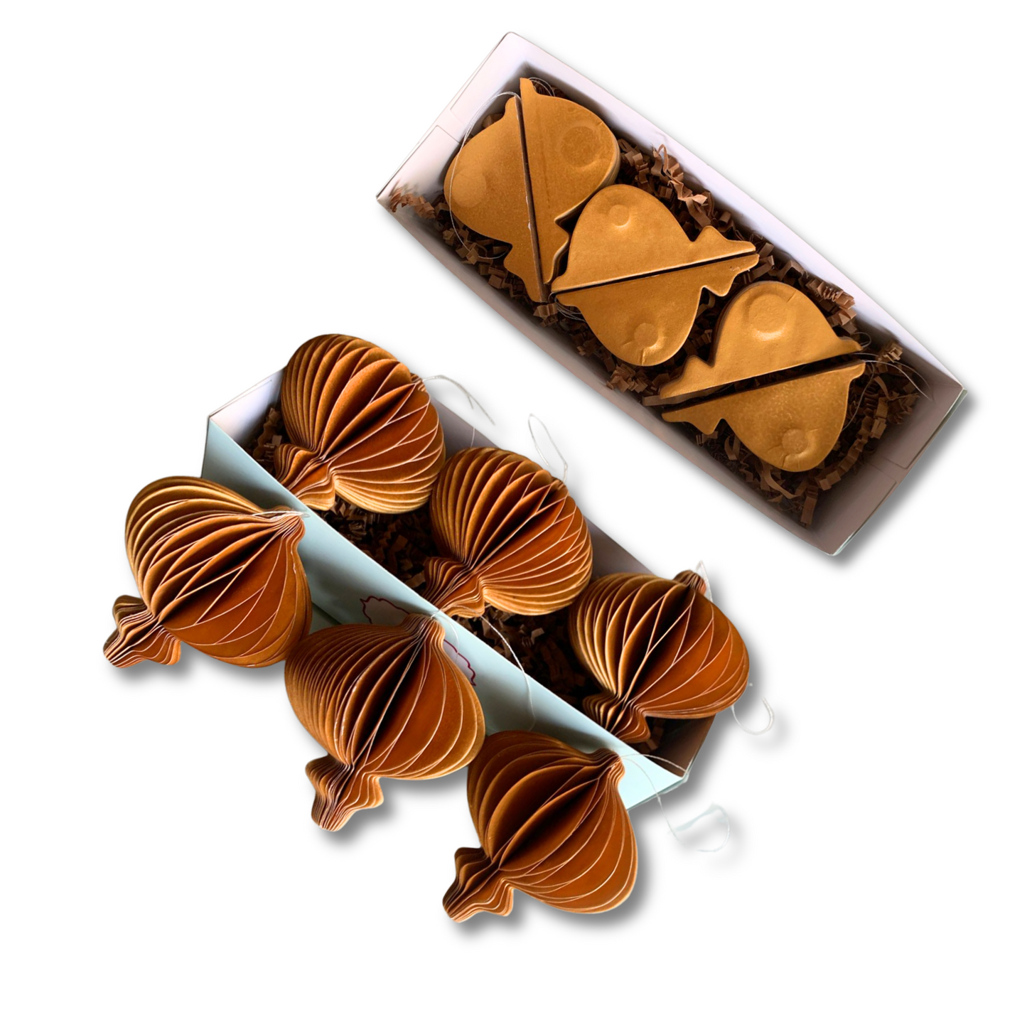 Amber Lantern Paper Ornaments  SET of 6