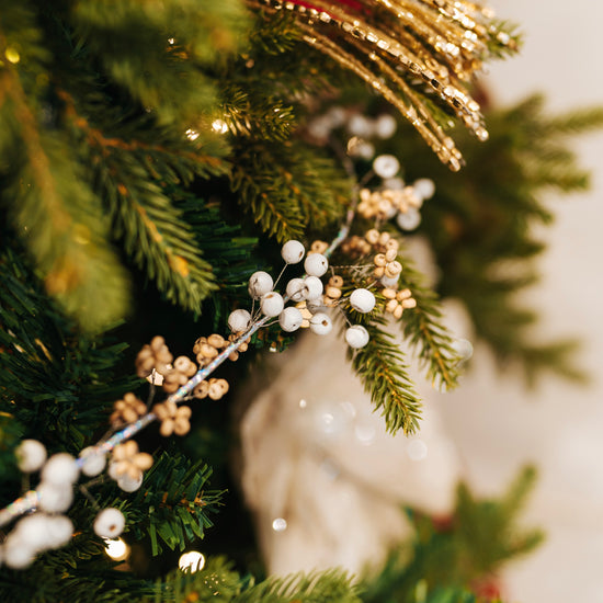 White and natural wooden Beaded Garland Set of 3