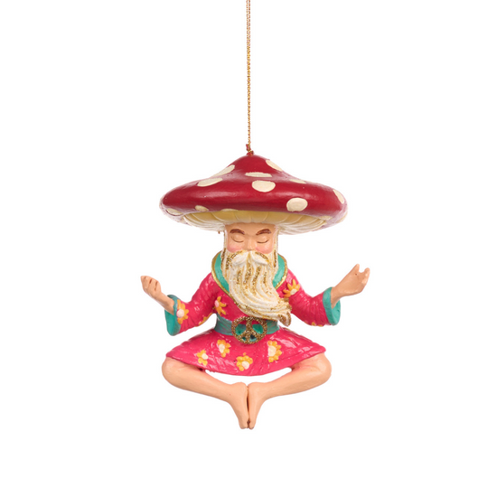 Meditating Mushroom Guru Ornaments