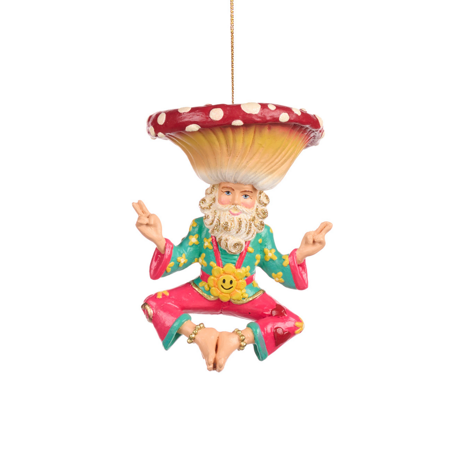 Meditating Mushroom Guru Ornaments