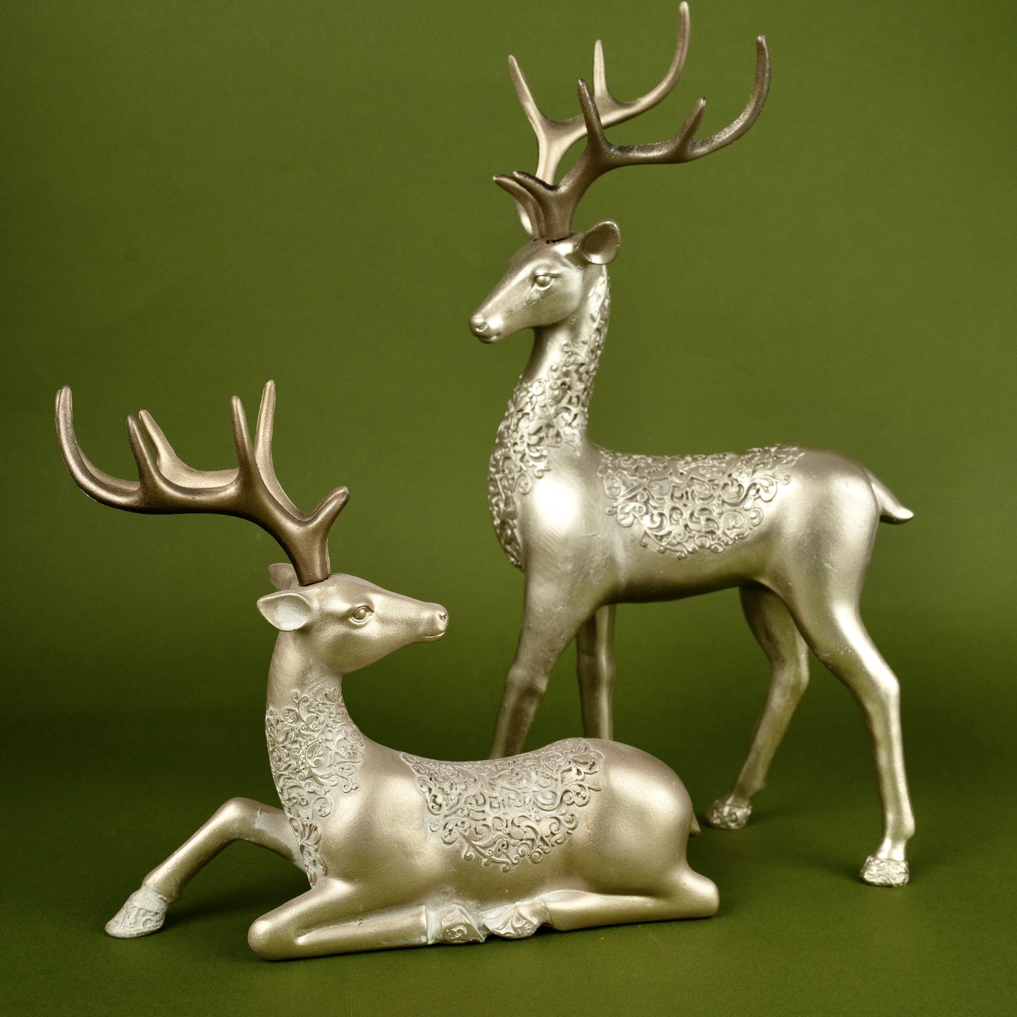 Gold Reindeers Christmas Decor Set of 2