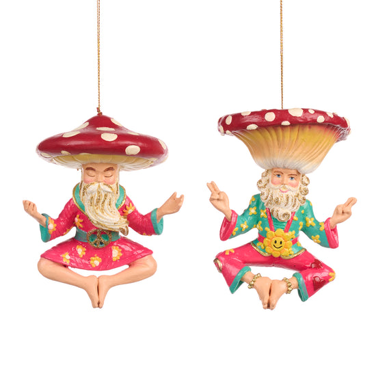 Meditating Mushroom Guru Ornaments