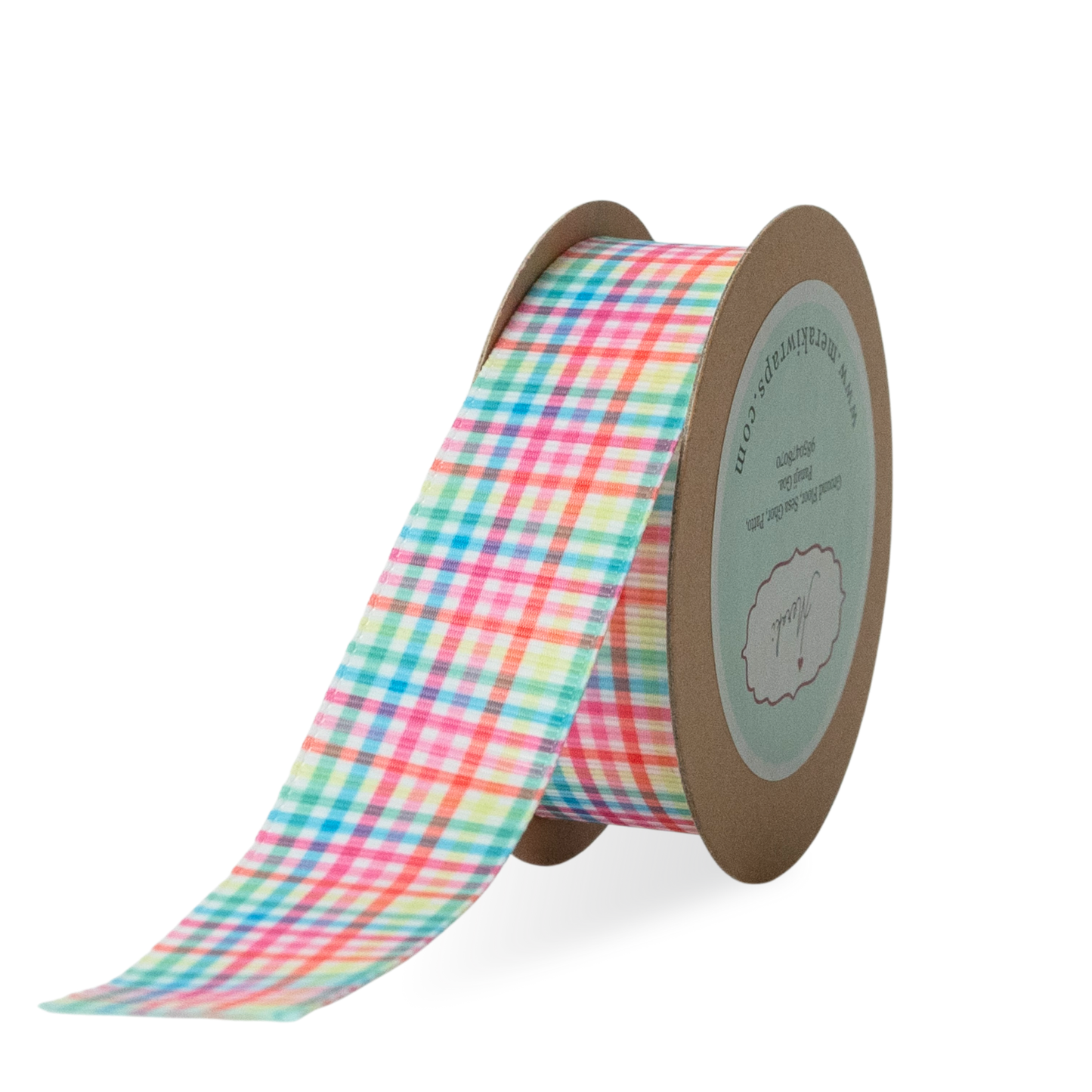 Bright Checks Pastel Plaid Grosgrain Ribbon