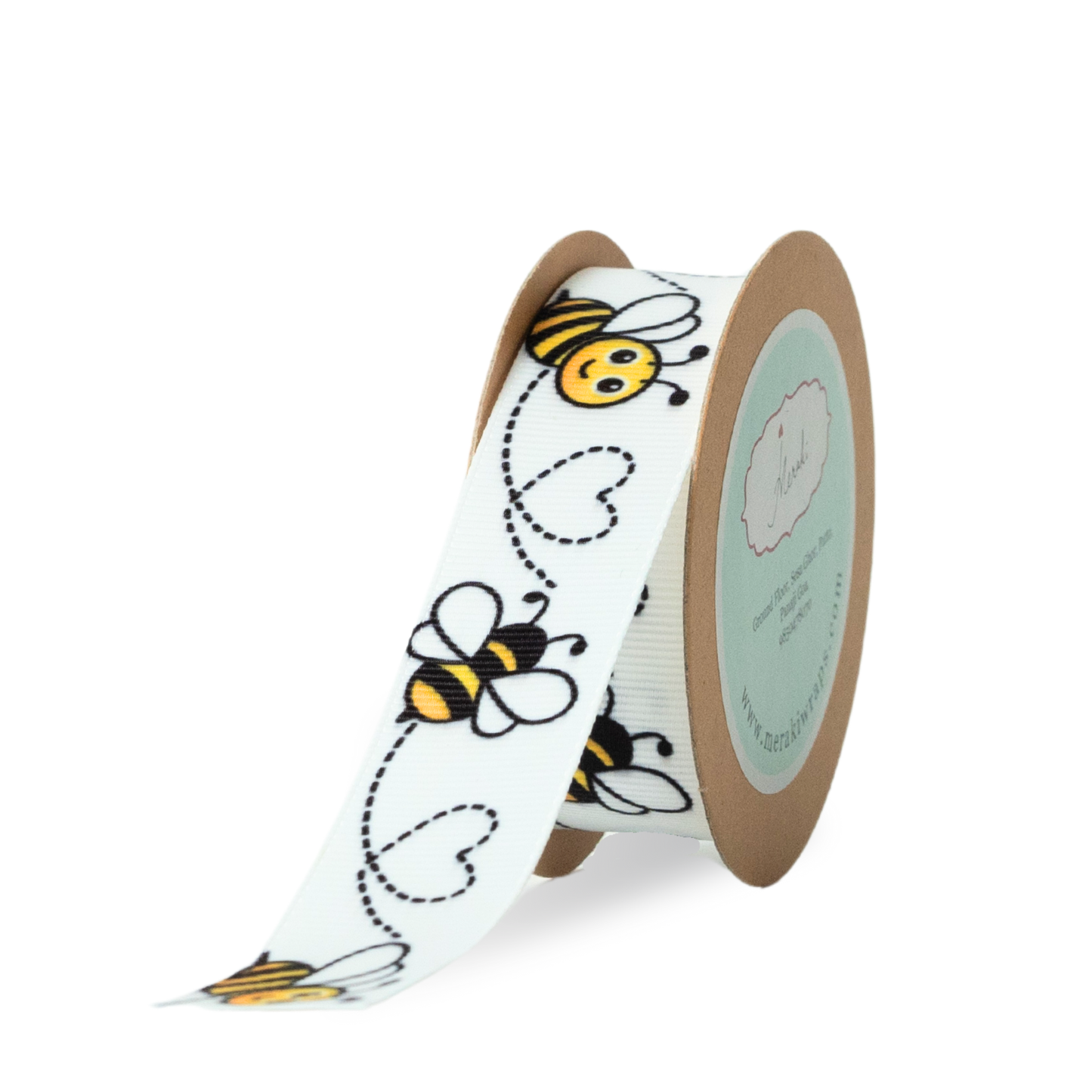 Bee Heart Grosgrain Ribbon