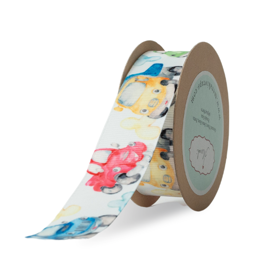 Watercolour Car Grosgrain Ribbon