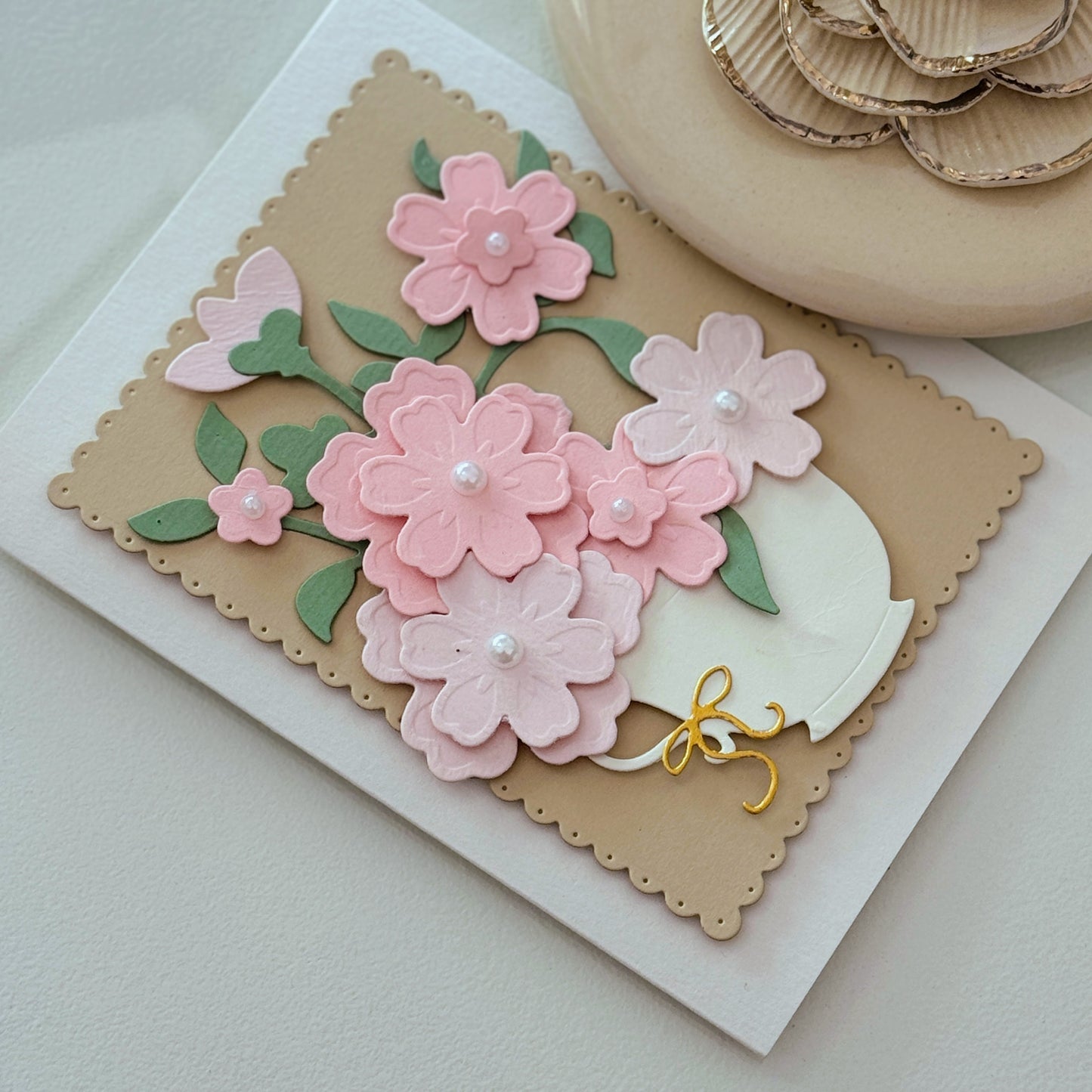 Cup with Pink Flowers card