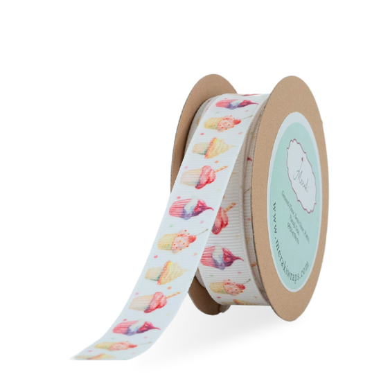 Water Colour Cupcake Grosgrain Ribbon