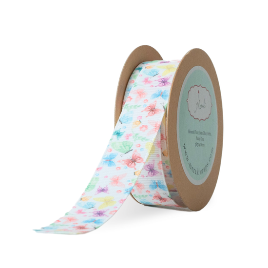 Water colour butterfly Grosgrain Ribbon