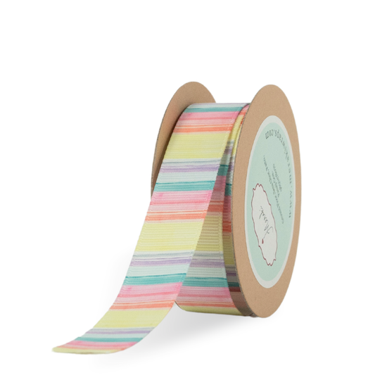 Multicolour Stripes Rainbow Grosgrain Ribbon