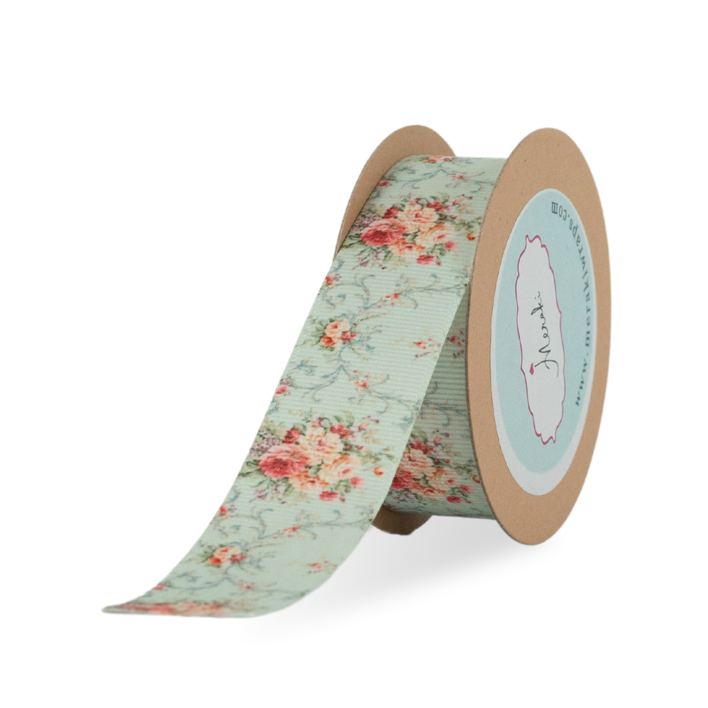 Vintage Florals Light Blue Grosgrain Ribbon