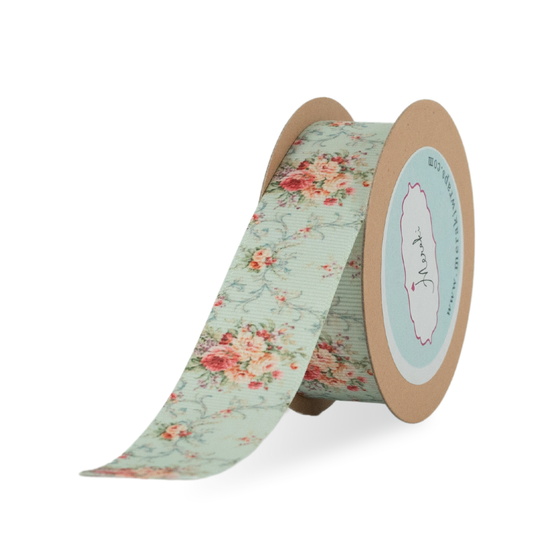 Vintage Florals Light Blue Grosgrain Ribbon