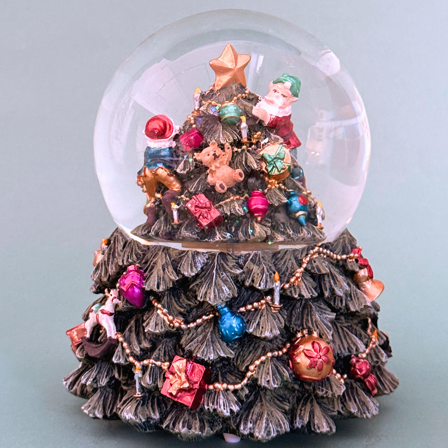 Christmas Tree Snow Globe Music Decor