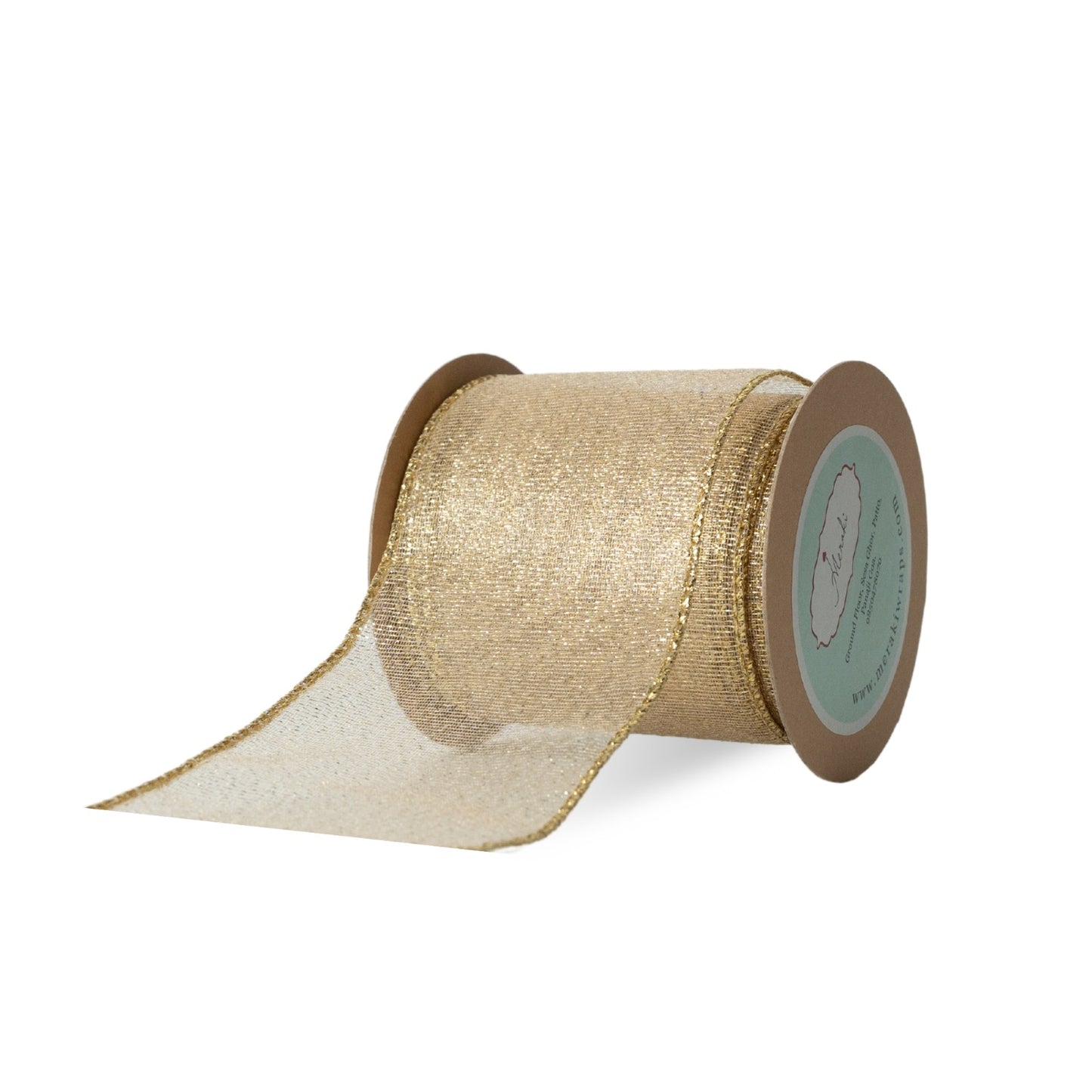 Lt. Gold Striped Lurex Wired Ribbon