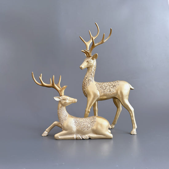 Gold Reindeers Christmas Decor Set of 2