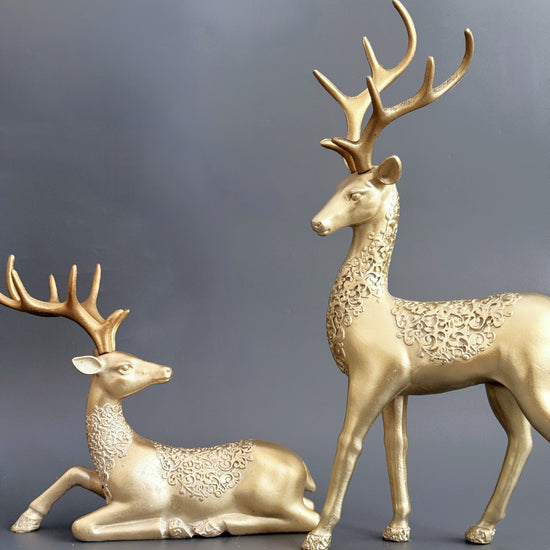 Gold Reindeers Christmas Decor Set of 2