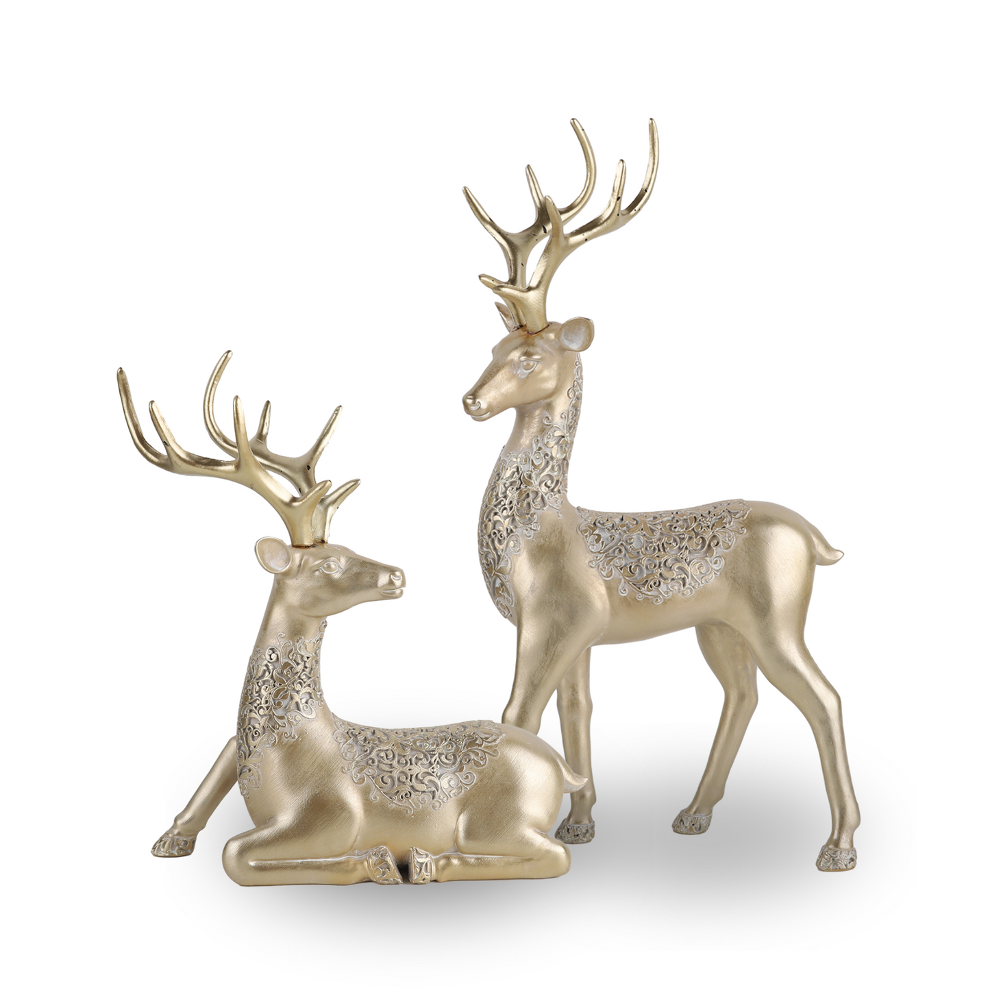 Gold Reindeers Christmas Decor Set of 2