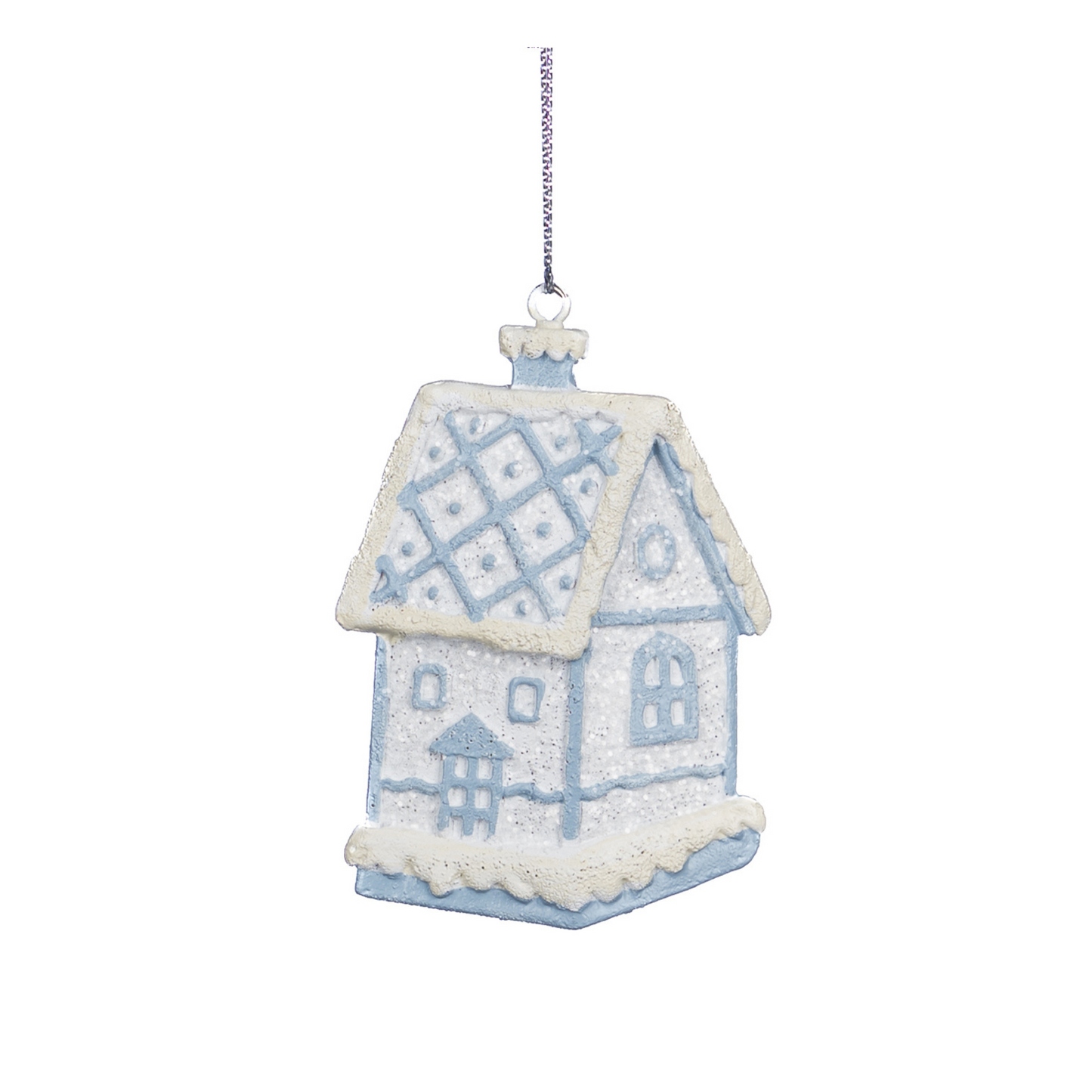 Icy Blue Gingerbread House Ornaments