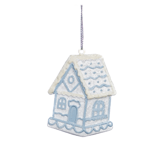 Icy Blue Gingerbread House Ornaments