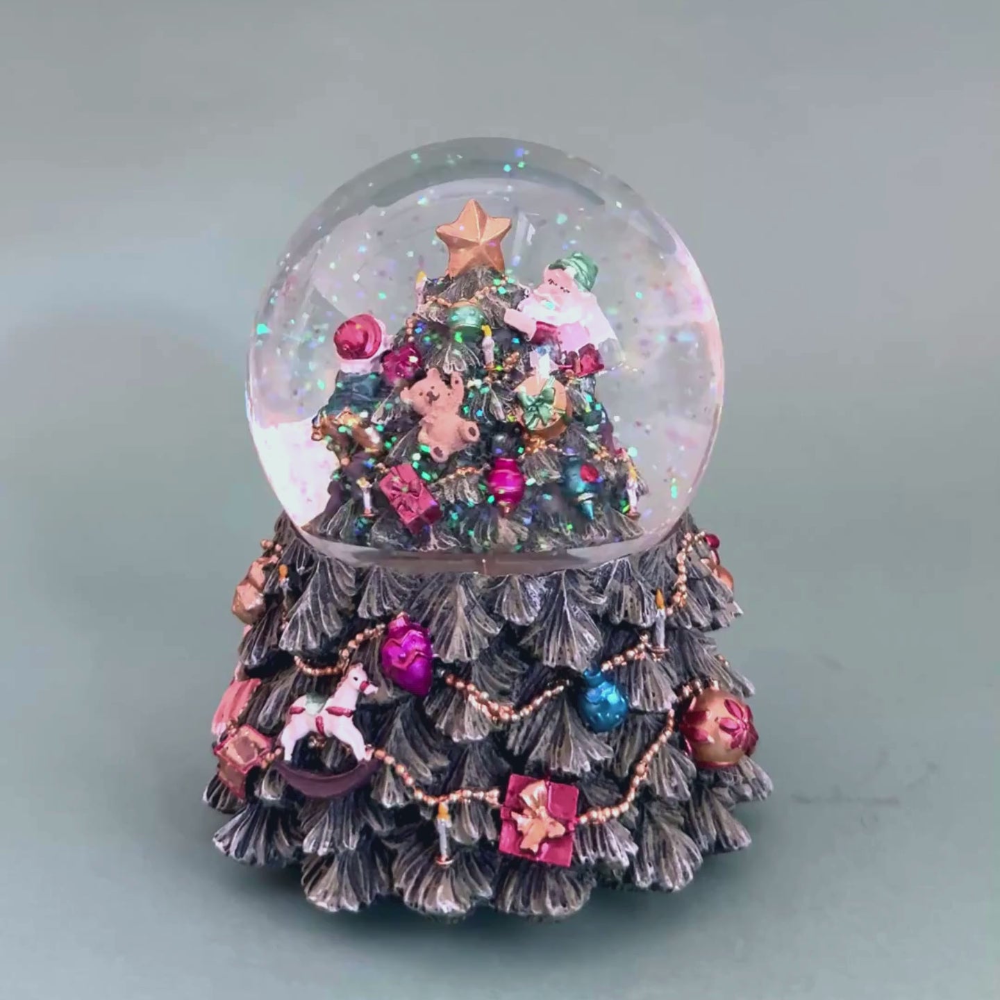 Load and play video in Gallery viewer, Christmas Tree Snow Globe Music Decor
