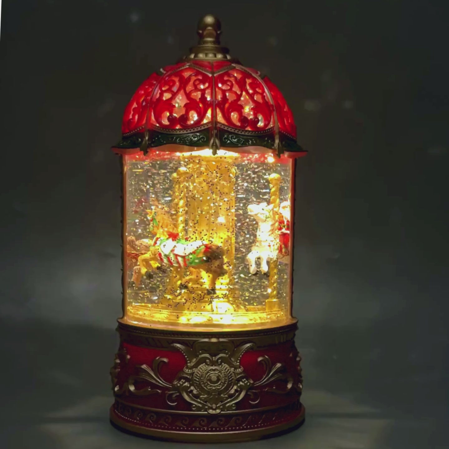 Load and play video in Gallery viewer, Water-Spinning Vintage Carousel With LED light and Music
