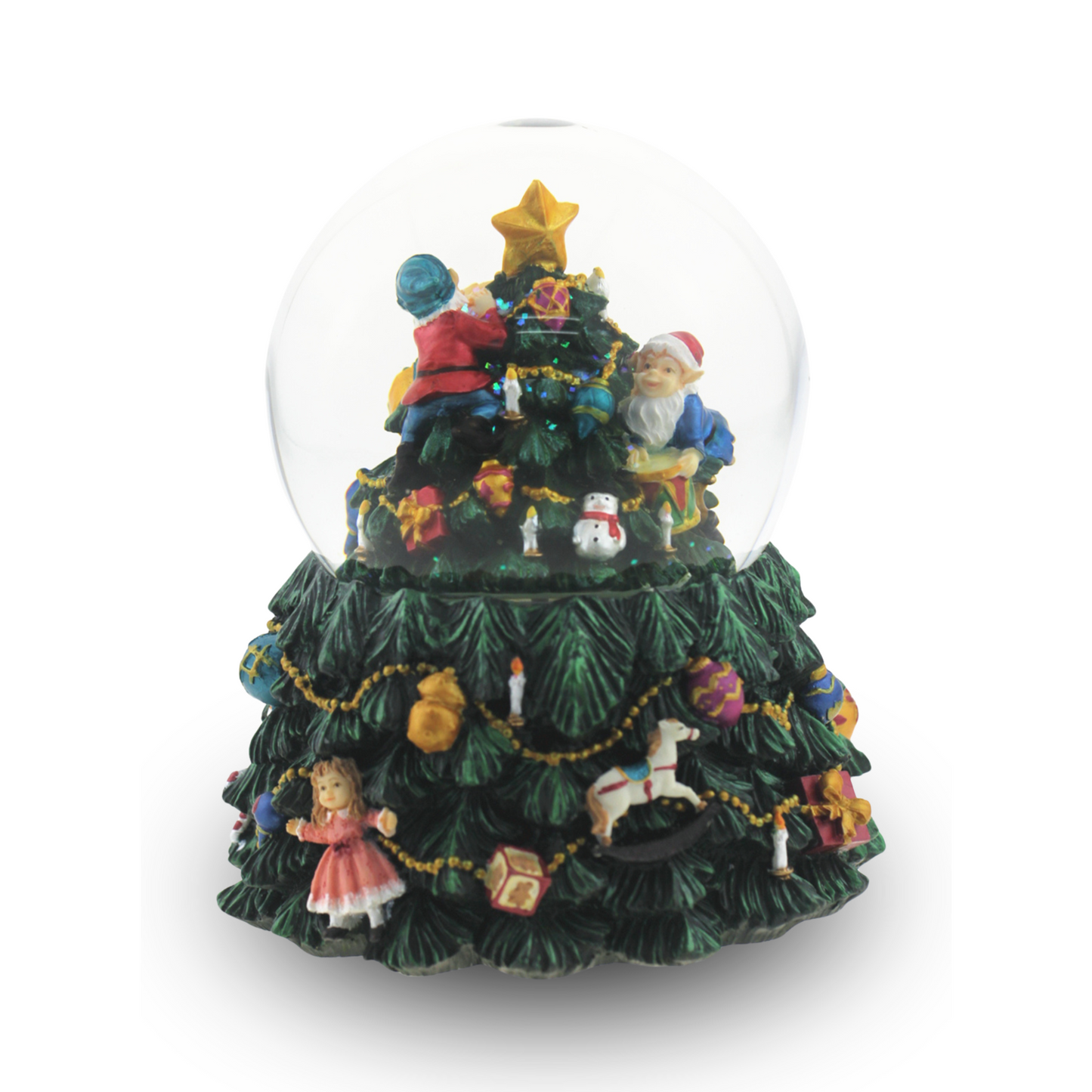 Christmas Tree Snow Globe Music Decor