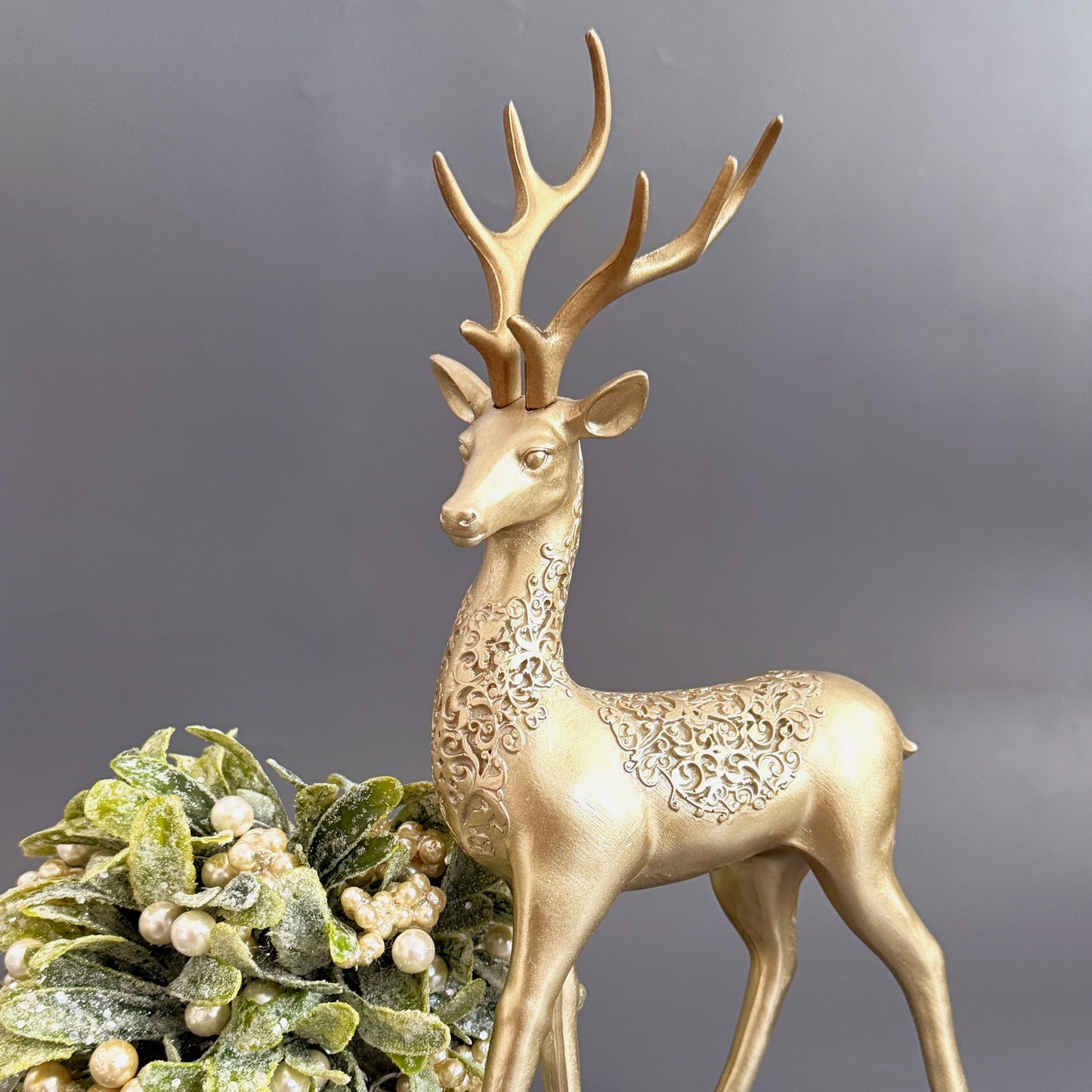 Gold Reindeers Christmas Decor Set of 2