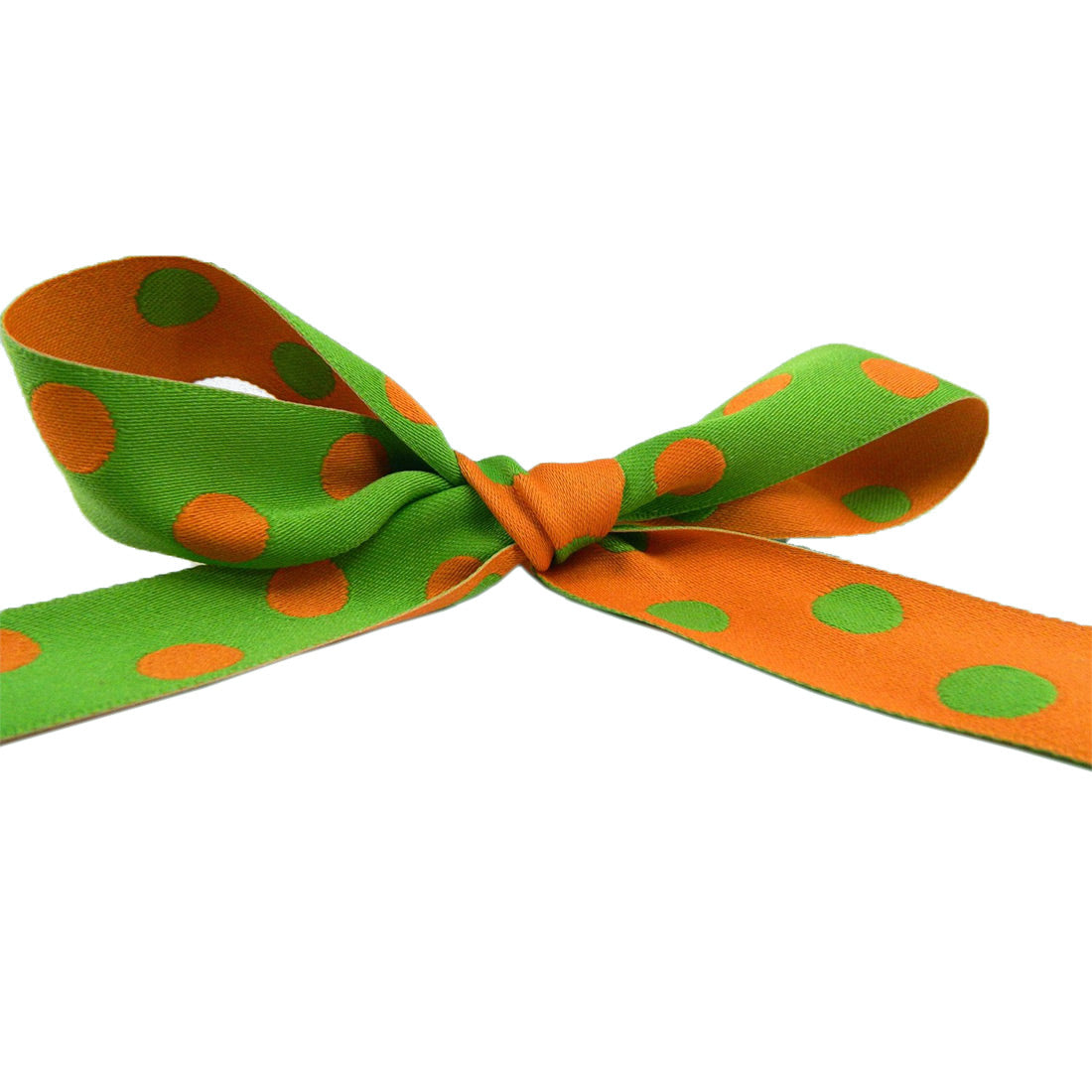 Reversible - Orange and Green Woven Polka dots